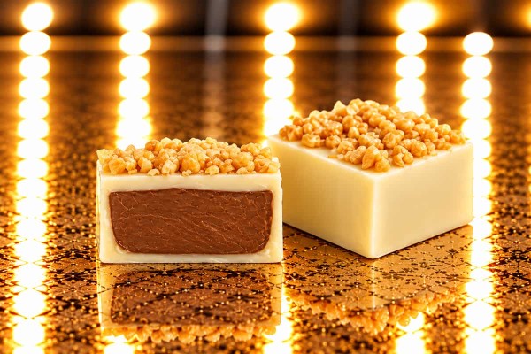 Πραλίνα Gianduja White Σοκολατάκια Λευκής Σοκολάτας με Γέμιση Gianduja και Κροκάν Αμυγδάλου Χονδρικής Πραλίνα Gianduja White Σοκολατάκια Λευκής Σοκολάτας με Γέμιση Gianduja και Κροκάν Αμυγδάλου Χονδρικής