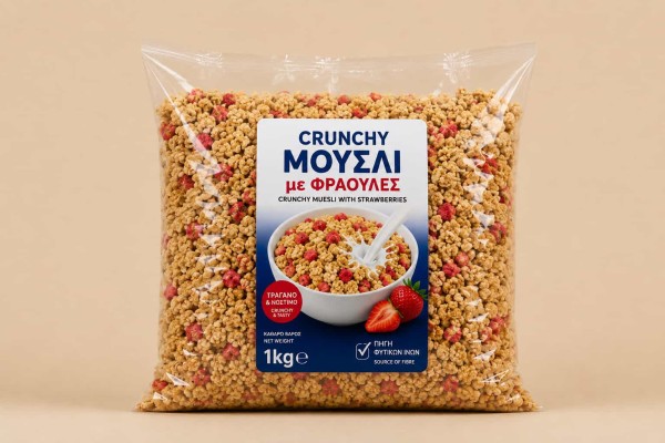 Crunchy Μούσλι με Φράουλες 1Kg Χονδρική Crunchy Μούσλι με Φράουλες 1Kg Χονδρική