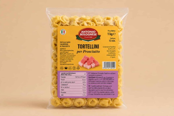 TORTELLINI με ΠΡΟΣΟΥΤΟ  1 ΚΙΛ * 10 ΤΕΜ Tortellini με πλούσια γέμιση Prosciutto!