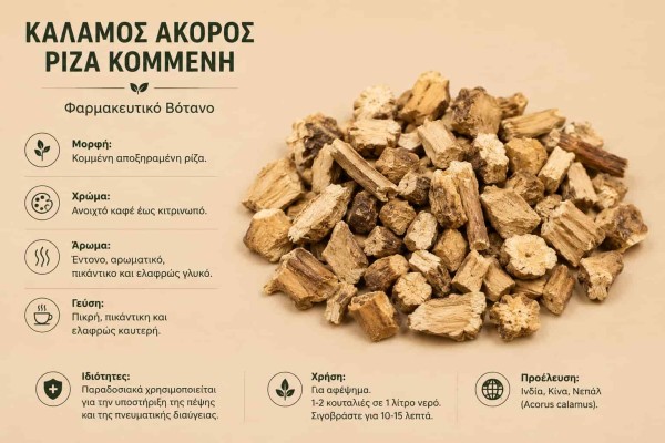 Κάλαμος Άκορος Ρίζα Κομμένη Φαρμακευτικό Βότανο Χονδρικής