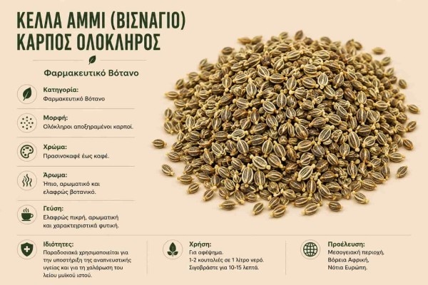 Κέλλα Άμμι Βισνάγιο Καρπός Ολόκληρος Φαρμακευτικό Βότανο Χονδρική