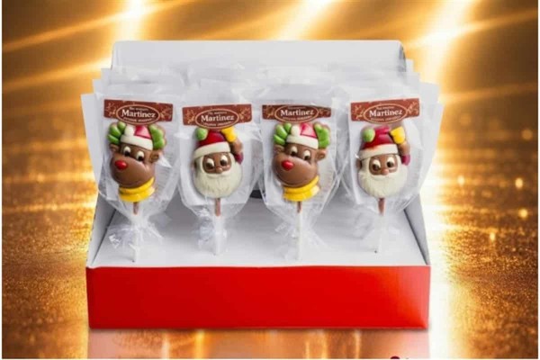 Martinez Christmas Lollipop 20g Χριστουγεννιάτικα σοκολατένια γλειφιτζούρια σε σχέδια Santa και τάρανδος Χονδρικής