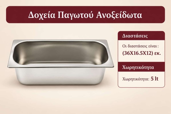 Δοχεία Παγωτού Ανοξείδωτα 36x16,5x12εκ Χονδρική Δοχεία Παγωτού Ανοξείδωτα 36x16,5x12εκ Χονδρική