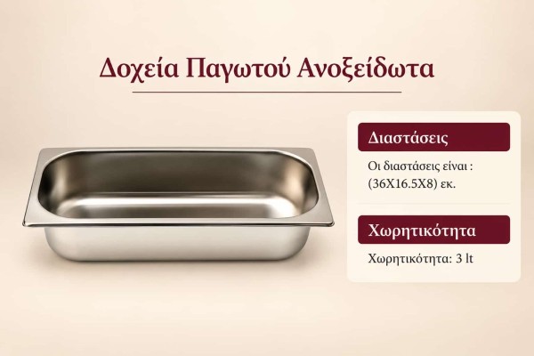 Δοχεία Παγωτού Ανοξείδωτα 36x16,5x8εκ Χονδρική Δοχεία Παγωτού Ανοξείδωτα 36x16,5x8εκ Χονδρική