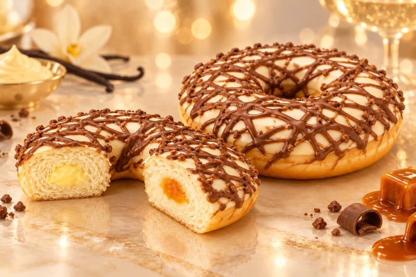 Donut με Γέμιση Βανίλια και Καραμέλα Χονδρική