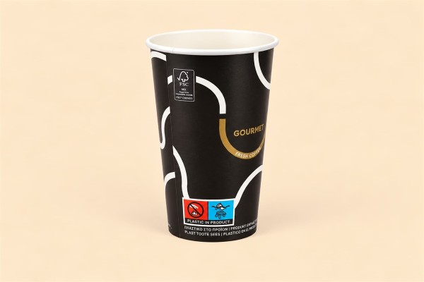 Χάρτινα Ποτήρια Μονού Τοιχώματος FSC® 12oz-90mm Gourmet Design Μαύρα Χονδρικής Χάρτινα Ποτήρια Μονού Τοιχώματος FSC® 12oz-90mm Gourmet Design Μαύρα Χονδρικής