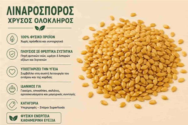 Λιναρόσπορος Κίτρινος Ολόκληρος Golden Flaxseed Χονδρικής Λιναρόσπορος Κίτρινος Ολόκληρος Golden Flaxseed Χονδρικής