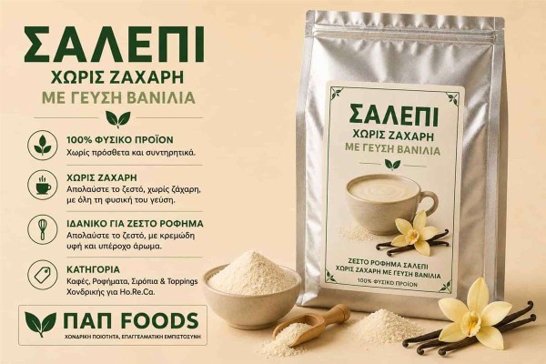 Σαλέπι Χωρίς Ζάχαρη με Γεύση Βανίλια Χονδρικής Σαλέπι Χωρίς Ζάχαρη με Γεύση Βανίλια Χονδρικής